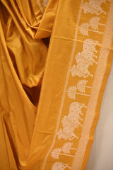 Mustard Yellow Banarasi Katan Silk Dupatta with Pichwai Border