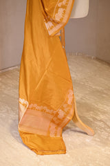 Mustard Yellow Banarasi Katan Silk Dupatta with Pichwai Border