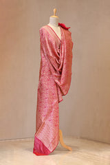 Pink Banarasi Katan Silk Dupatta with Pakshi Jaal