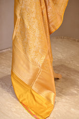 Yellow Katan Silk Dupatta with Pichwai Jaal
