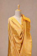 Yellow Katan Silk Dupatta with Pichwai Jaal