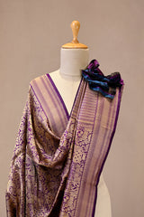 Wine Banarasi Katan Silk Dupatta with Pichwai Brocade Jaal