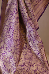 Wine Banarasi Katan Silk Dupatta with Pichwai Brocade Jaal