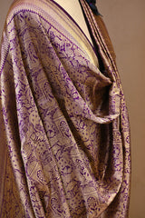 Wine Banarasi Katan Silk Dupatta with Pichwai Brocade Jaal