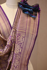 Wine Banarasi Katan Silk Dupatta with Pichwai Brocade Jaal
