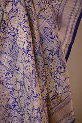 Royal Blue Katan Silk Dupatta with Pichwai Jaal