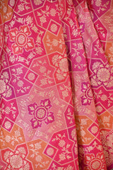 Pink Rangkat Banarasi Katan Silk Dupatta with Geometrical Floral