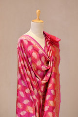 Pink Rangkat Banarasi Katan Silk Dupatta with Intricate Floral