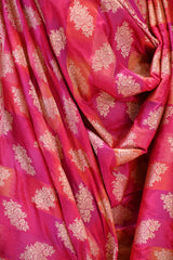 Pink Rangkat Banarasi Katan Silk Dupatta with Intricate Floral