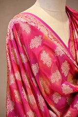 Pink Rangkat Banarasi Katan Silk Dupatta with Intricate Floral