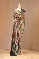 Green Rangkat Banarasi Katan Silk Dupatta with Criss Cross Jaal