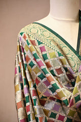 Green Katan Silk Dupatta with Rangkat & Gold Zari Weaving