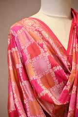 Red Katan Silk Dupatta with Rangkat & Gold Zari Weaving