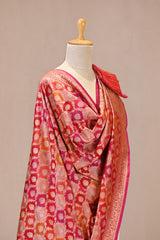 Red Katan Silk Dupatta with Rangkat & Gold Zari Floral Jaal