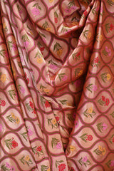 Pink Katan Silk Dupatta with Brocade Geometrical Floral Jaal