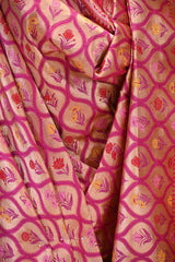 Deep Pink Banarasi Katan Silk Dupatta with Gold Zari Brocade Jaal