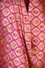 Deep Pink Banarasi Katan Silk Dupatta with Gold Zari Brocade Jaal