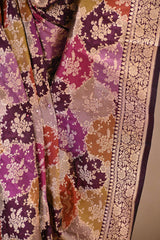 Wine Rangkat Banarasi Katan Silk Dupatta with Floral Jaal