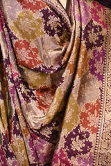 Wine Rangkat Banarasi Katan Silk Dupatta with Floral Jaal