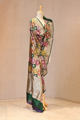 Green Rangkat Banarasi Katan Silk Dupatta with Floral Jaal