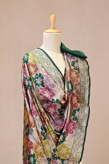 Green Rangkat Banarasi Katan Silk Dupatta with Floral Jaal