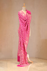 Rani Pink Designer Bandhani Dupatta with Sona Rupa Zari Motifs