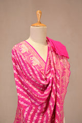 Rani Pink Designer Bandhani Dupatta with Sona Rupa Zari Motifs