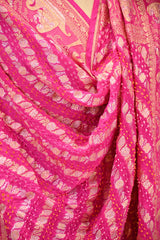 Rani Pink Designer Bandhani Dupatta with Sona Rupa Zari Motifs