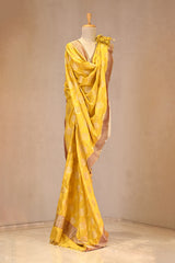 Mustard Yellow Banarasi Katan Silk Dupatta with Meenakari Zari