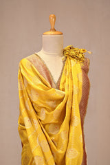 Mustard Yellow Banarasi Katan Silk Dupatta with Meenakari Zari
