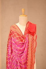 Pink Georgette Dupatta with Bandhani & Zari Weave