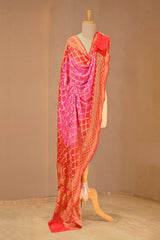Pink Georgette Dupatta with Bandhani & Zari Weave