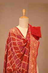 Maroon Georgette Dupatta with Gharchola Zari & Bandhani