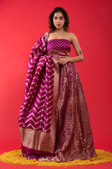 Purple Handwoven Embellished Banarasi Katan Silk Lehenga
