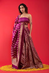 Purple Handwoven Embellished Banarasi Katan Silk Lehenga