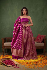 Purple Handwoven Embellished Banarasi Katan Silk Lehenga