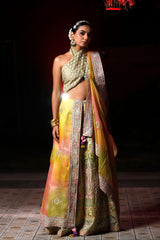 Pista Green Embellished Shaded Chiffon Lehenga