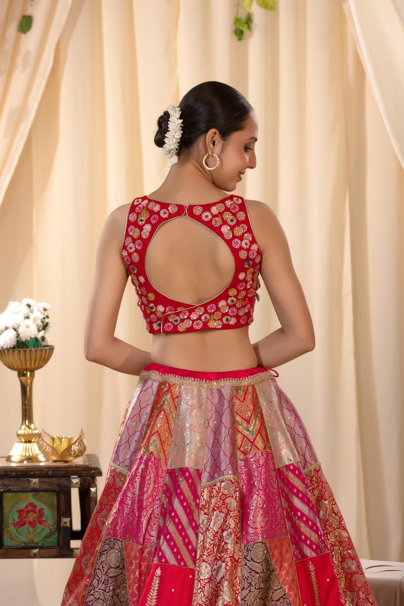 Alia Inspired Fuchsia Pink Banarasi Lehenga with Hand Embellishments
