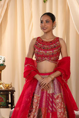 Alia Inspired Fuchsia Pink Banarasi Lehenga with Hand Embellishments