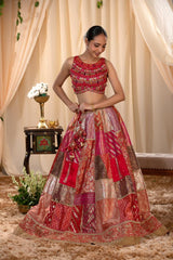 Alia Inspired Fuchsia Pink Banarasi Lehenga with Hand Embellishments