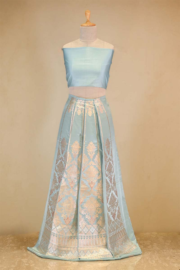 Powder Blue Bridal Lehenga With Intricate Floral Work