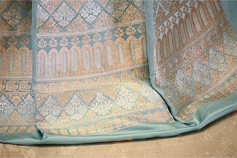 Powder Blue Bridal Lehenga With Intricate Floral Work