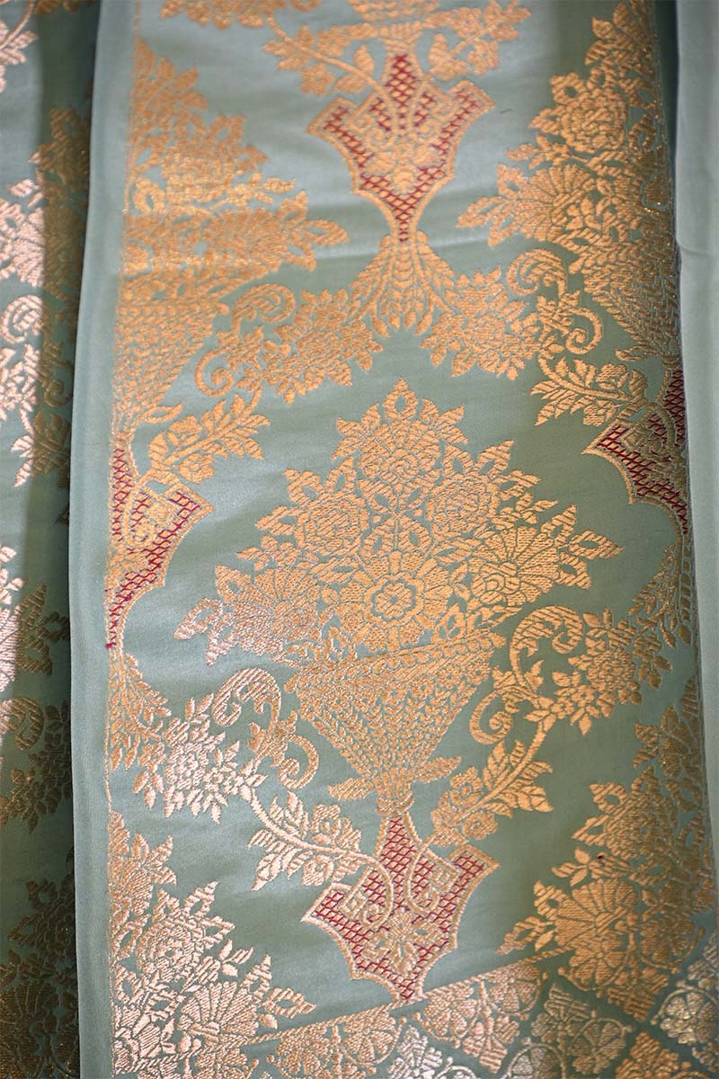 Powder Blue Bridal Lehenga With Intricate Floral Work