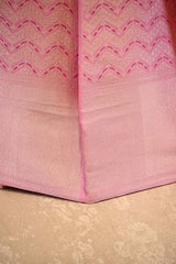 Pink Banarasi Satin Silk Wedding Lehenga with Gold Zari Zigzag Pattern
