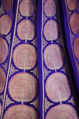 Bright Purple  Banarasi Lehenga with Gold Zari Peacock Motifs