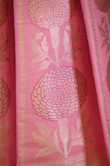 Pink  Banarasi Lehenga with Gold Zari Floral Motifs