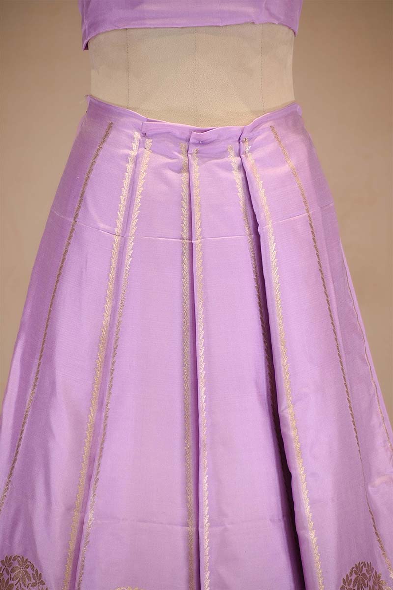 Lilac Banarasi Silk Wedding Lehenga with Shikargah Woven