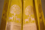 Yellow Banarasi Silk Wedding Lehenga with Shikargah Woven