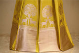 Yellow Banarasi Silk Wedding Lehenga with Shikargah Woven