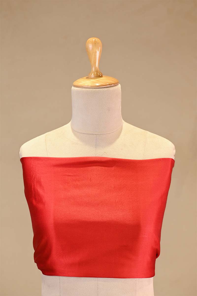 Red Satin Silk Bridal Lehenga with Gold and Silver Zari Paisley